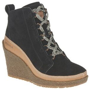 Merrill Chic Black and Brown Wedge Shoes